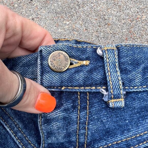 Vintage 80s Jordache high rise bare back railroad stripe cutoff Jean shorts - Picture 3 of 4